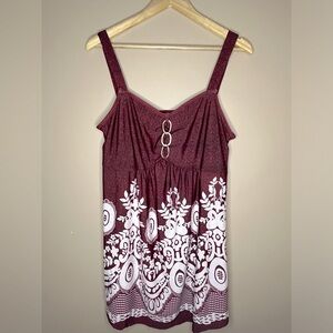 Rose Gal Floral Dress Red Wine Size L